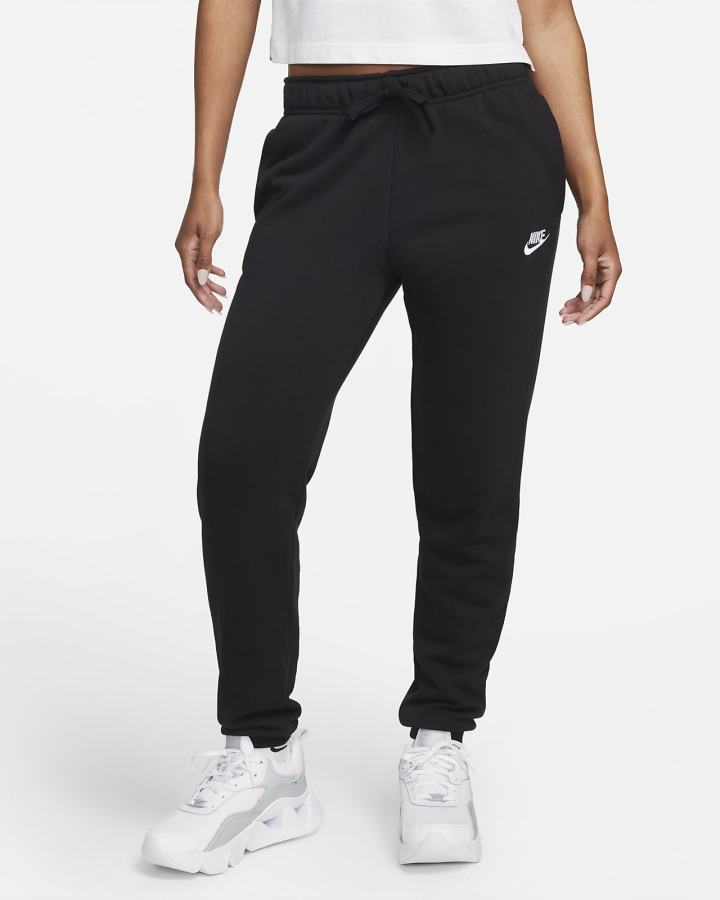 Nike Sportswear Club Fleece Mid-Rise Ženske Jogger Hlače Crne Bijele | HR-54138EDUH