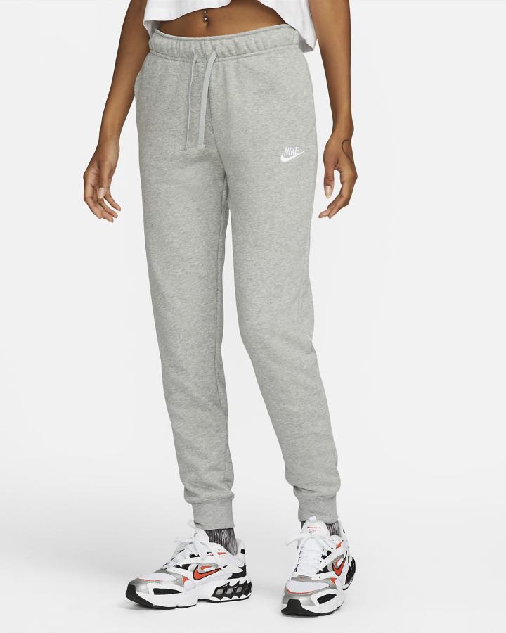 Nike Sportswear Club Fleece Mid-Rise Ženske Jogger Hlače Tamno Sive Bijele | HR-74063YXUK