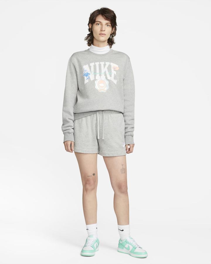 Nike Sportswear Club Fleece Mid-Rise Ženske Kratke Hlače Tamno Sive Bijele | HR-96875BQAM