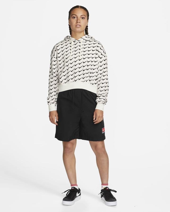 Nike Sportswear Club Fleece Monogram (Plus Size) Ženske Majica S Kapuljačom Bijele Crne | HR-12837DWJG