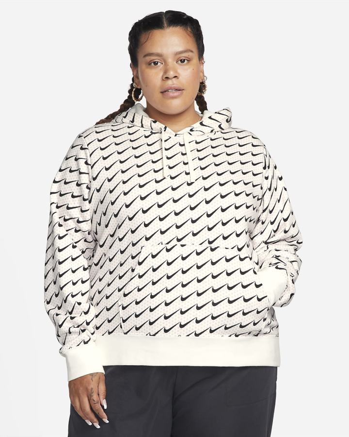 Nike Sportswear Club Fleece Monogram (Plus Size) Ženske Majica S Kapuljačom Bijele Crne | HR-85912NYSH