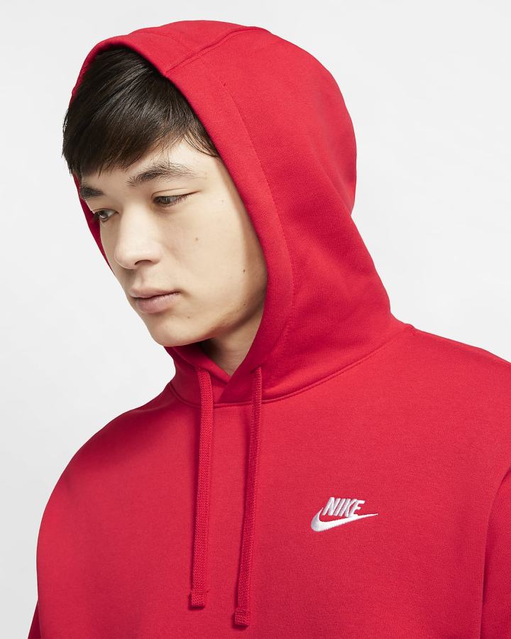 Nike Sportswear Club Fleece Muške Majica S Kapuljačom Crvene Bijele | HR-24710DWNY