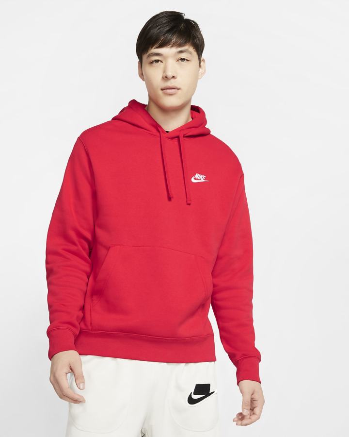 Nike Sportswear Club Fleece Muške Majica S Kapuljačom Crvene Bijele | HR-24710DWNY