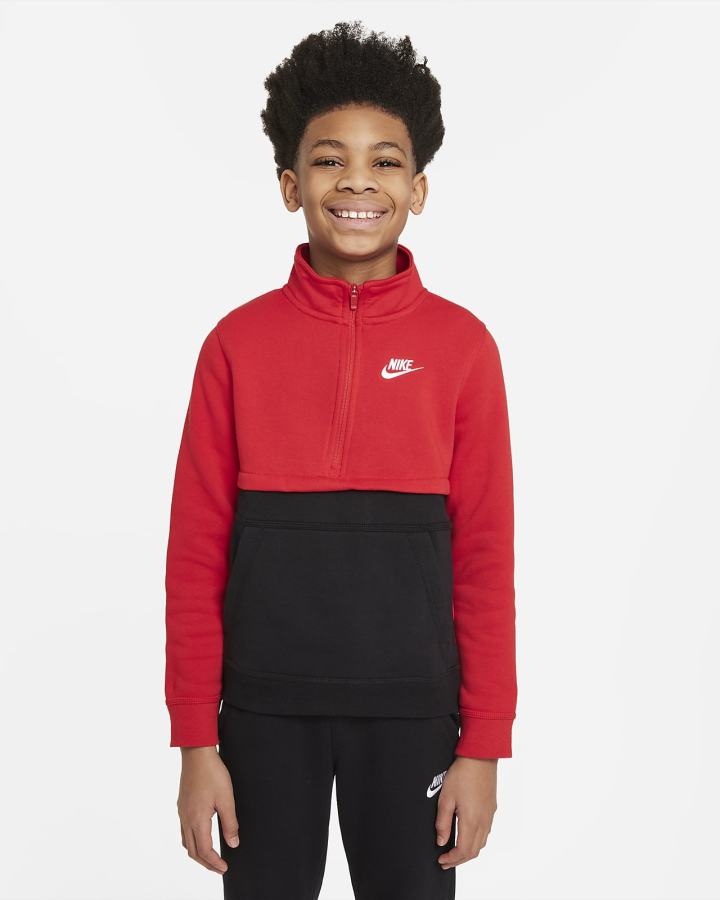 Nike Sportswear Club Kids 1/2-Zip Top Za Dječake Pulover Crvene Bijele | HR-34692CSNO