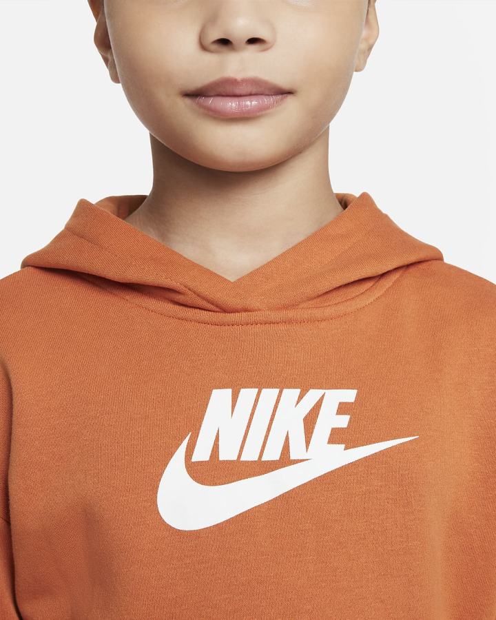 Nike Sportswear Club Kids French Terry Cropped (Extended Size) Za Djevojčice Majica S Kapuljačom Smeđe Bijele | HR-09438ADBT