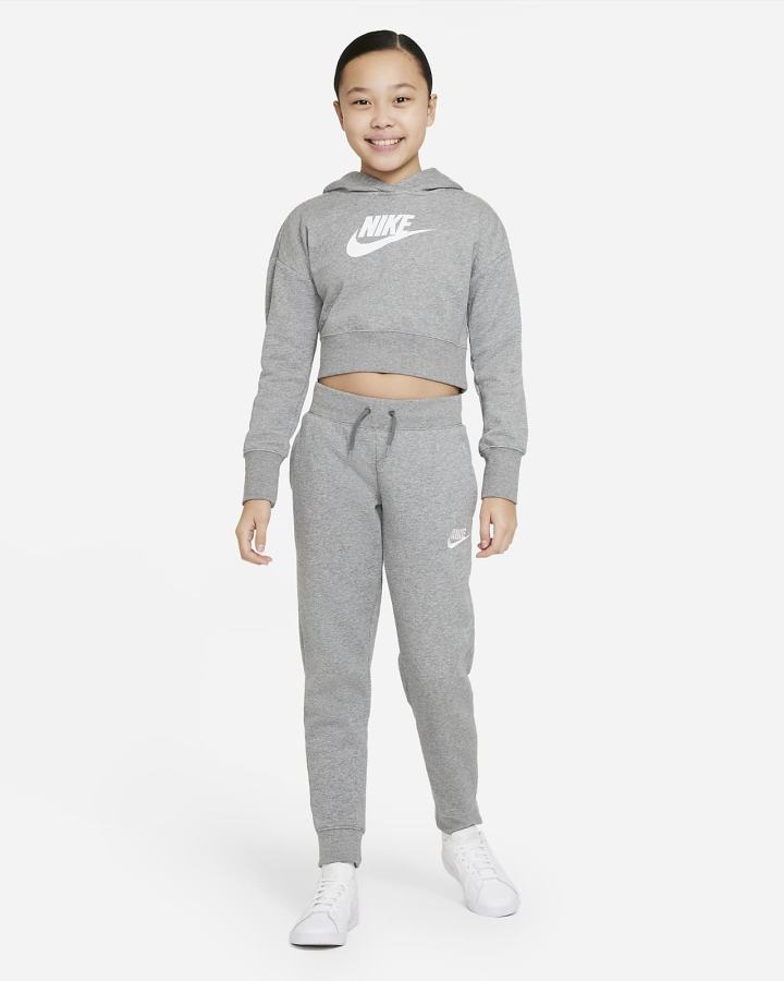 Nike Sportswear Club Kids French Terry Cropped (Extended Size) Za Djevojčice Majica S Kapuljačom Smeđe Bijele | HR-09438ADBT