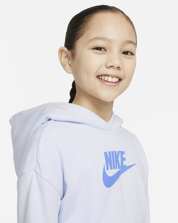 Nike Sportswear Club Kids French Terry Cropped (Extended Size) Za Djevojčice Majica S Kapuljačom Sive Plave | HR-23457ANYK