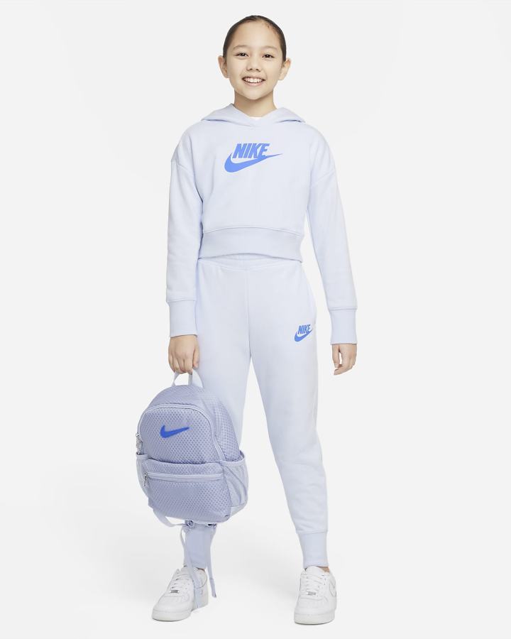 Nike Sportswear Club Kids French Terry Cropped (Extended Size) Za Djevojčice Majica S Kapuljačom Sive Plave | HR-23457ANYK