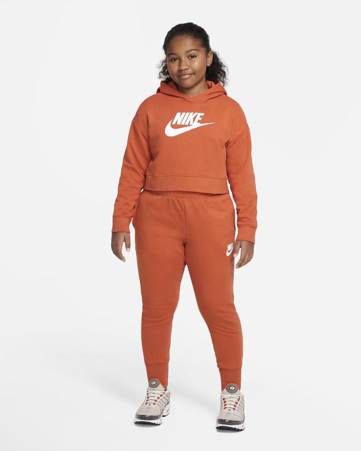 Nike Sportswear Club Kids French Terry Cropped (Extended Size) Za Djevojčice Majica S Kapuljačom Bijele | HR-35802TWIN