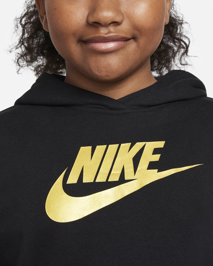 Nike Sportswear Club Kids French Terry Cropped (Extended Size) Za Djevojčice Majica S Kapuljačom Crne | HR-51768WLMB