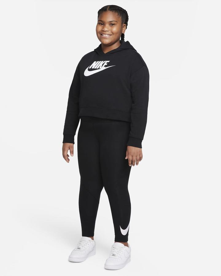 Nike Sportswear Club Kids French Terry Cropped (Extended Size) Za Djevojčice Majica S Kapuljačom Crne | HR-51768WLMB