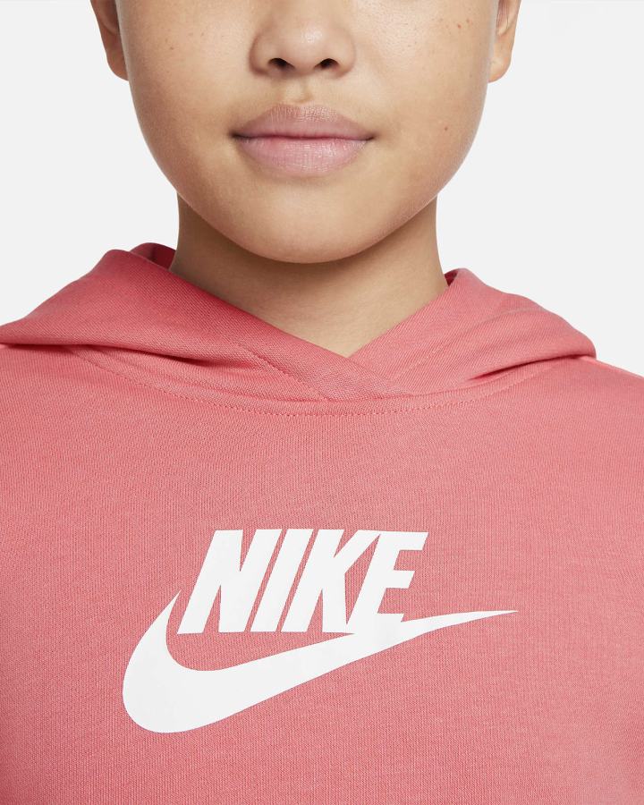 Nike Sportswear Club Kids French Terry Cropped (Extended Size) Za Djevojčice Majica S Kapuljačom Roze Plave Bijele | HR-51973KNCJ