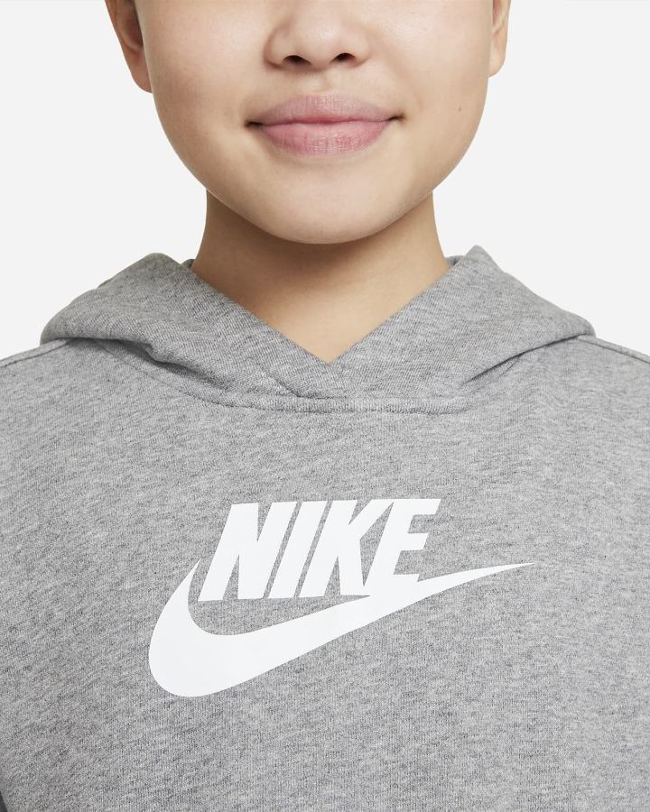 Nike Sportswear Club Kids French Terry Cropped (Extended Size) Za Djevojčice Majica S Kapuljačom Tamno Sive Bijele | HR-56201KGZD