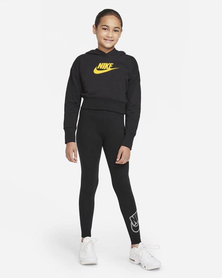 Nike Sportswear Club Kids French Terry Cropped (Extended Size) Za Djevojčice Majica S Kapuljačom Tamno Sive Bijele | HR-56201KGZD