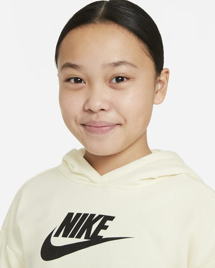 Nike Sportswear Club Kids French Terry Cropped (Extended Size) Za Djevojčice Majica S Kapuljačom Crne | HR-67095UKTH