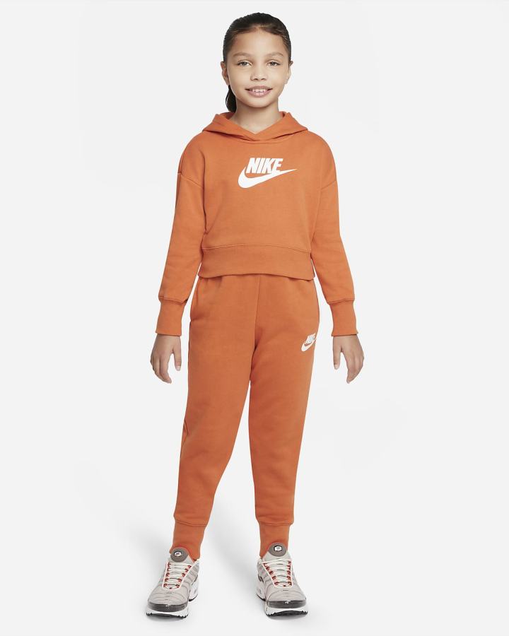 Nike Sportswear Club Kids French Terry Cropped (Extended Size) Za Djevojčice Majica S Kapuljačom Tamno Sive Roze | HR-73946ZGIW