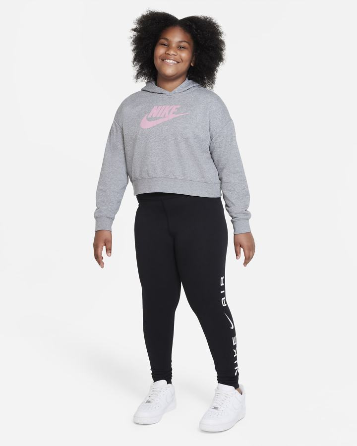 Nike Sportswear Club Kids French Terry Cropped (Extended Size) Za Djevojčice Majica S Kapuljačom Tamno Sive Roze | HR-81475IHDC