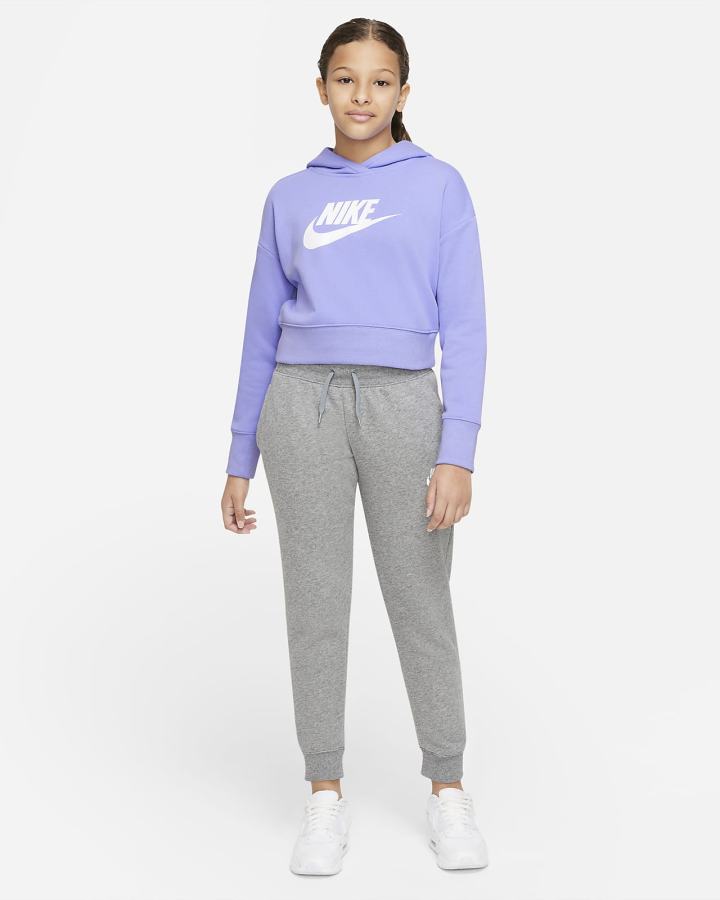 Nike Sportswear Club Kids French Terry Cropped (Extended Size) Za Djevojčice Majica S Kapuljačom Bijele | HR-87453HYUO