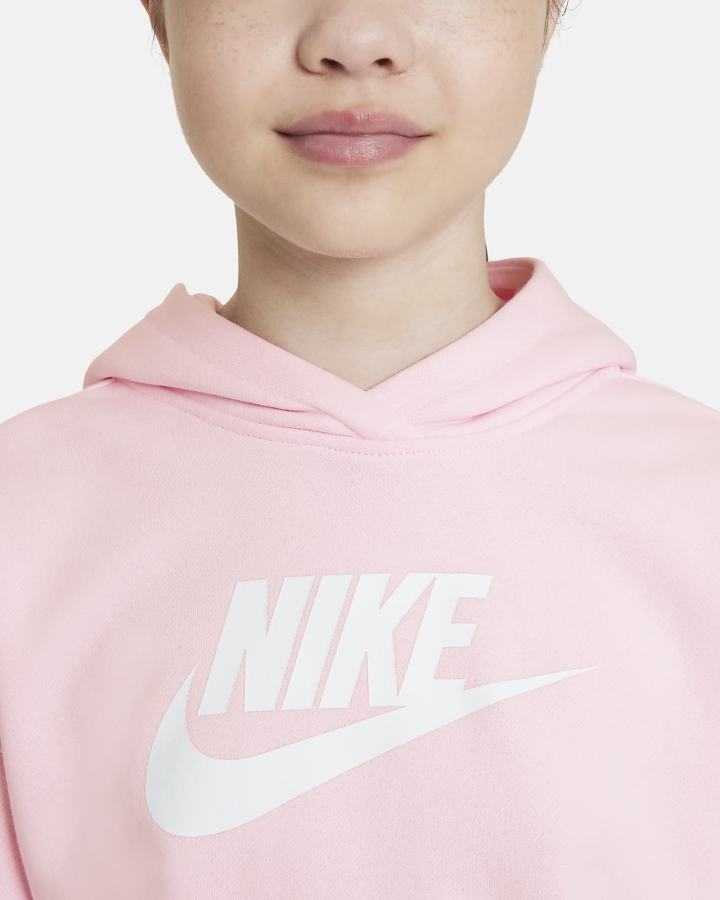 Nike Sportswear Club Kids French Terry Cropped (Extended Size) Za Djevojčice Majica S Kapuljačom Roze Bijele | HR-87465MNVZ