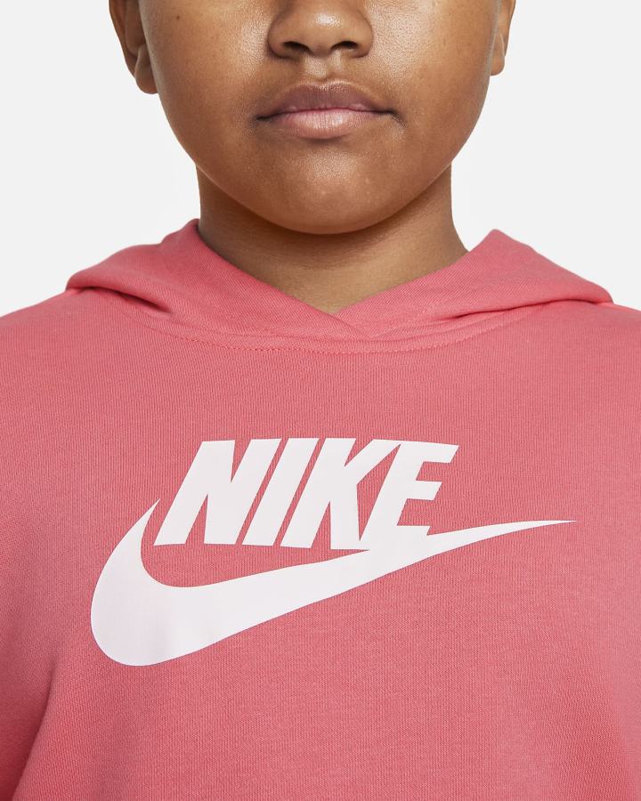 Nike Sportswear Club Kids French Terry Cropped (Extended Size) Za Djevojčice Majica S Kapuljačom Roze Plave Bijele | HR-95621DGJB