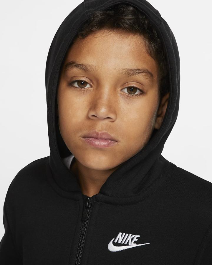 Nike Sportswear Club Kids Full-Zip Za Dječake Majica S Kapuljačom Crne Bijele | HR-16893QWCF