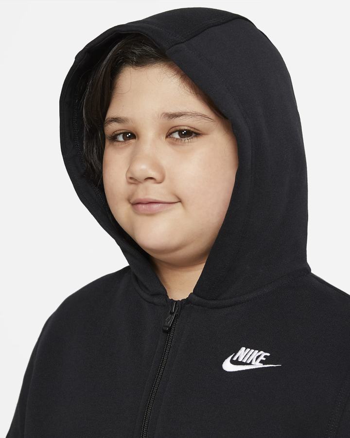 Nike Sportswear Club Kids Full-Zip Za Dječake Majica S Kapuljačom Crne Bijele | HR-63182BXYM