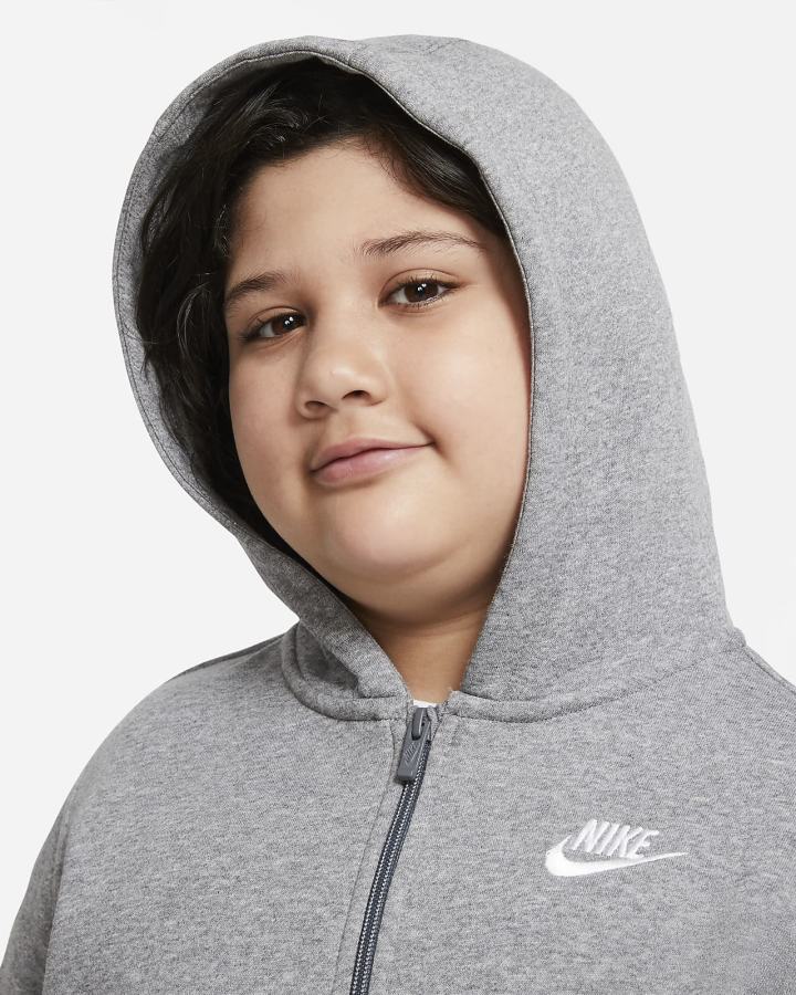 Nike Sportswear Club Kids Full-Zip Za Dječake Majica S Kapuljačom Tamno Sive Bijele | HR-80293BTMN