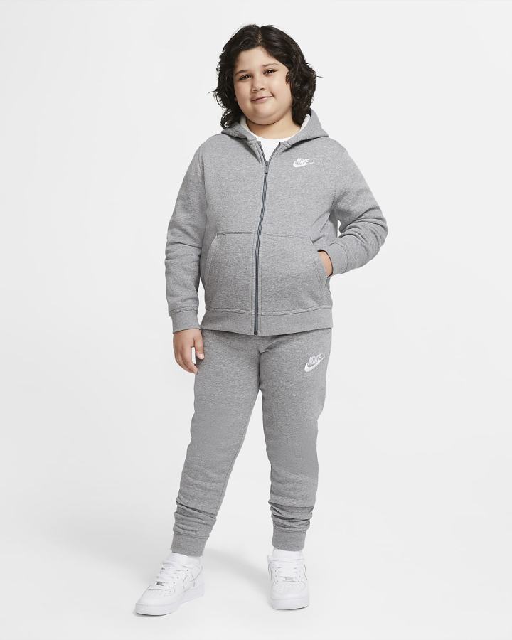 Nike Sportswear Club Kids Full-Zip Za Dječake Majica S Kapuljačom Tamno Sive Bijele | HR-80293BTMN