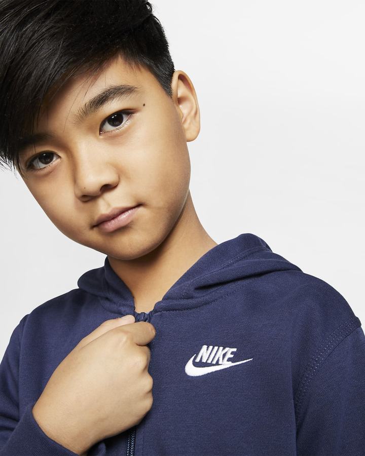 Nike Sportswear Club Kids Full-Zip Za Dječake Majica S Kapuljačom Tamnoplave Bijele | HR-92675KGBH