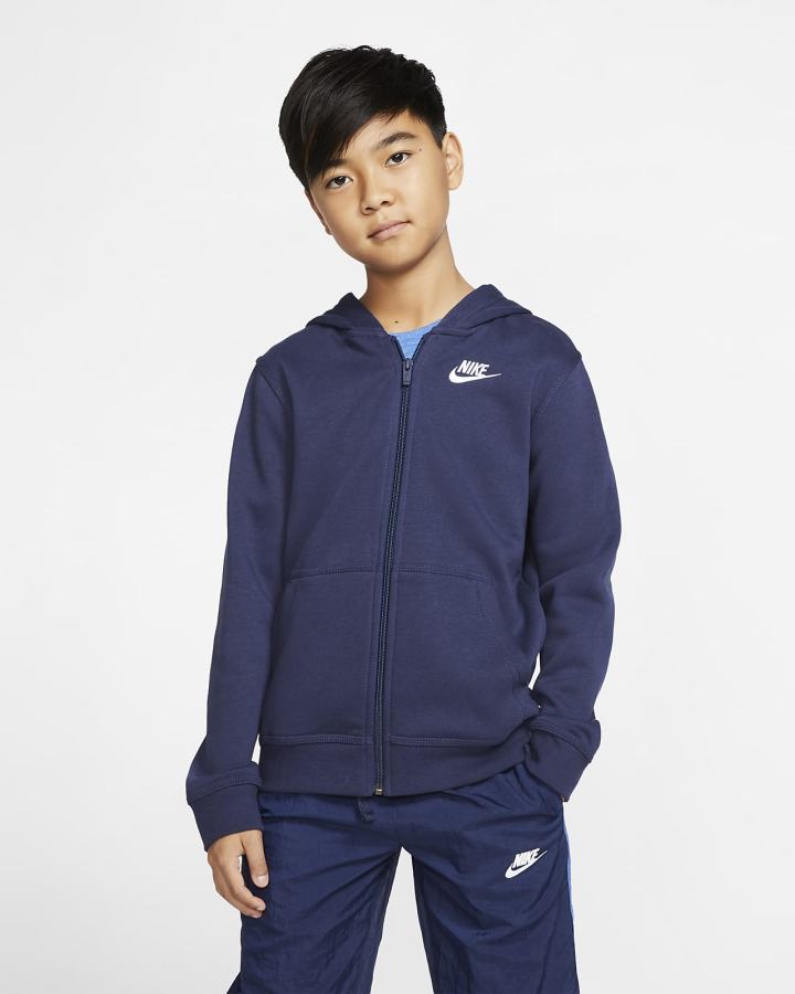 Nike Sportswear Club Kids Full-Zip Za Dječake Majica S Kapuljačom Tamnoplave Bijele | HR-92675KGBH