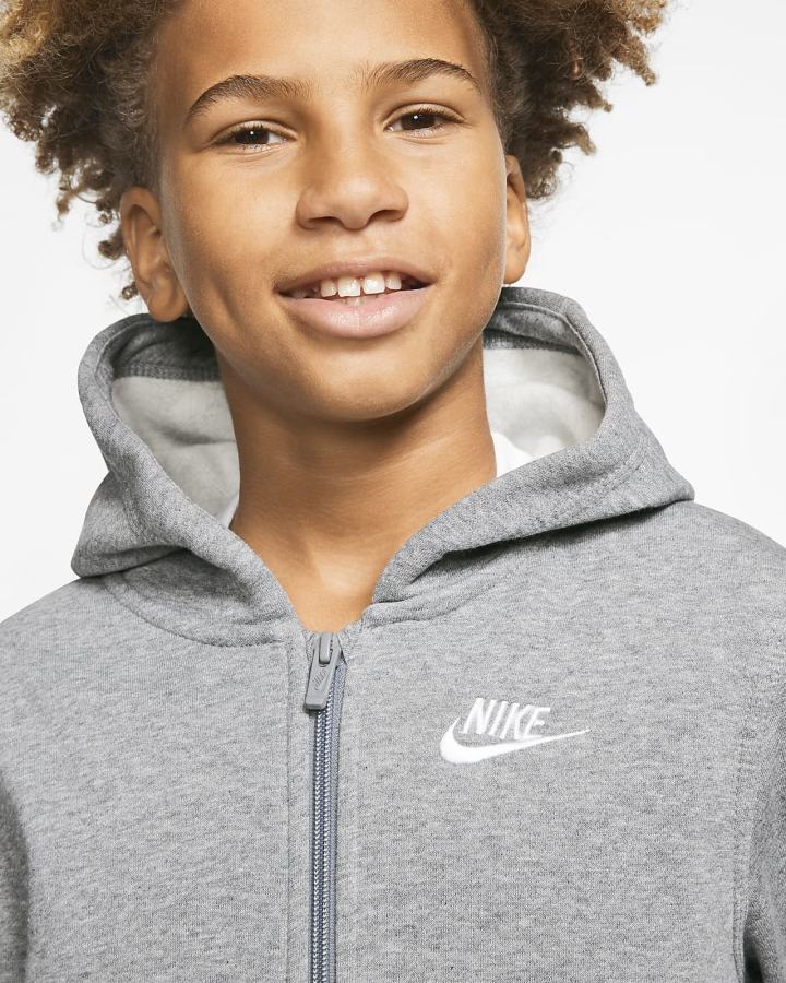 Nike Sportswear Club Kids Full-Zip Za Dječake Majica S Kapuljačom Tamno Sive Bijele | HR-94378PNWJ