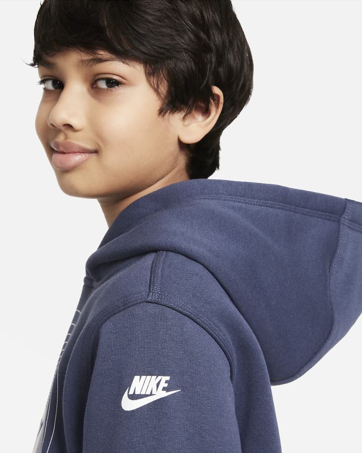 Nike Sportswear Club Kids Graficke (Extended Size) Za Dječake Majica S Kapuljačom Plave Bijele | HR-25398CKON