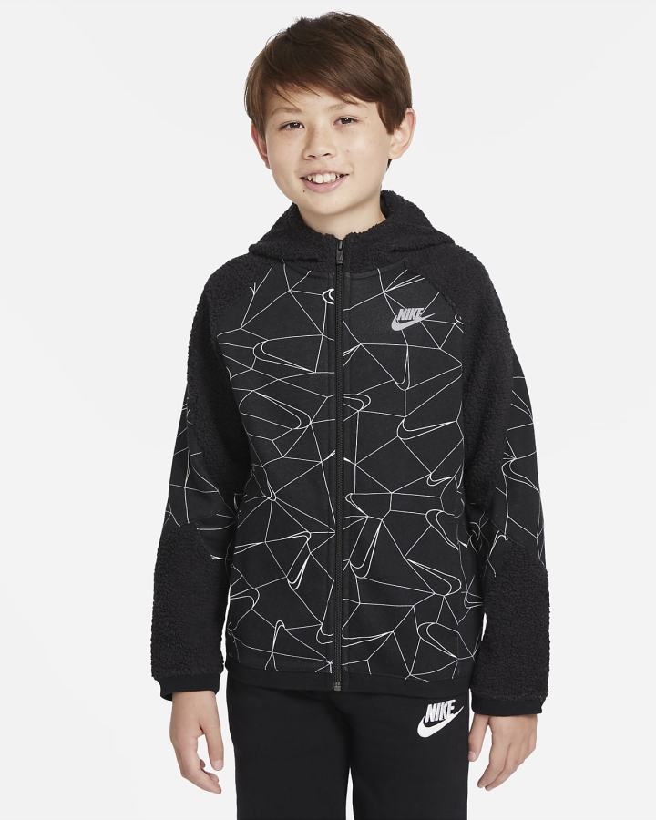 Nike Sportswear Club Kids Winterized Full-Zip Za Dječake Majica S Kapuljačom Crne | HR-15427QGXV