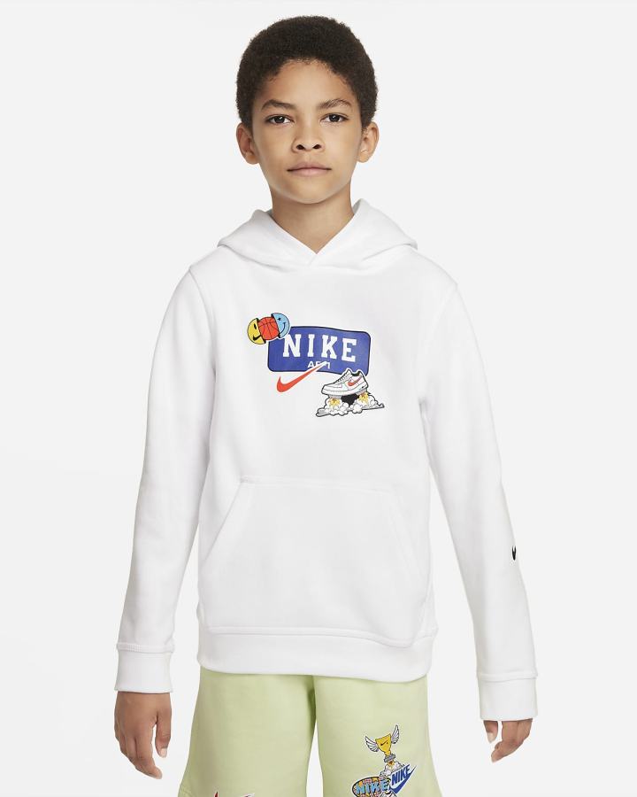 Nike Sportswear Club Kids Za Dječake Majica S Kapuljačom Bijele | HR-39682YZUS