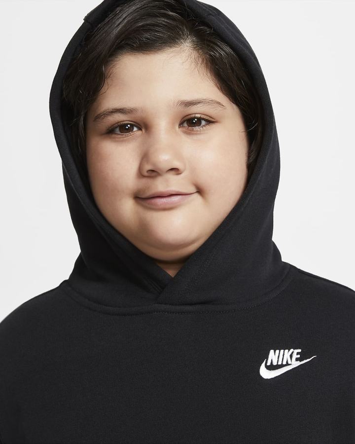 Nike Sportswear Club Kids Za Dječake Majica S Kapuljačom Crne Bijele | HR-40187VXWU