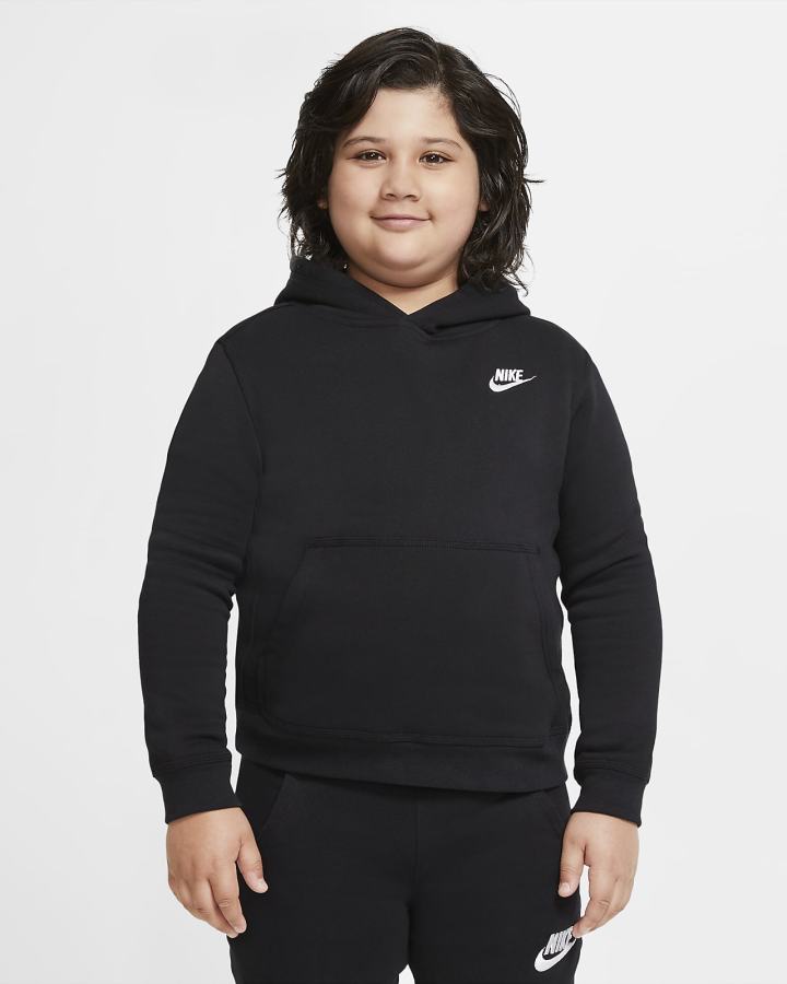 Nike Sportswear Club Kids Za Dječake Majica S Kapuljačom Crne Bijele | HR-40187VXWU