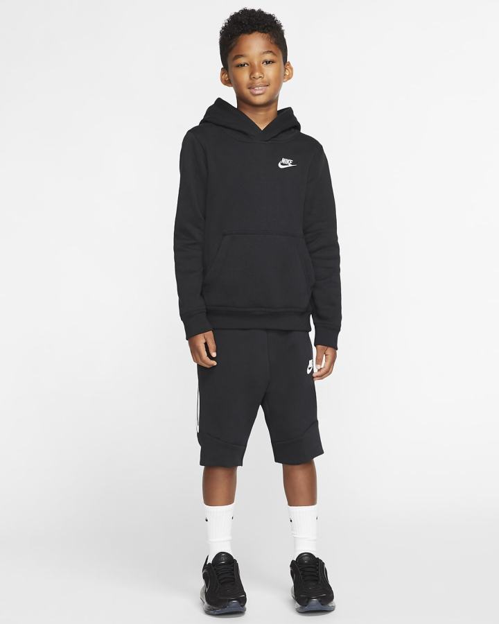 Nike Sportswear Club Kids Za Dječake Majica S Kapuljačom Crne Bijele | HR-76129AKFJ