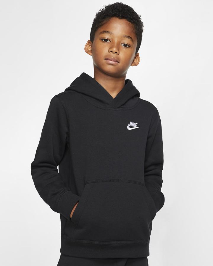 Nike Sportswear Club Kids Za Dječake Majica S Kapuljačom Crne Bijele | HR-76129AKFJ