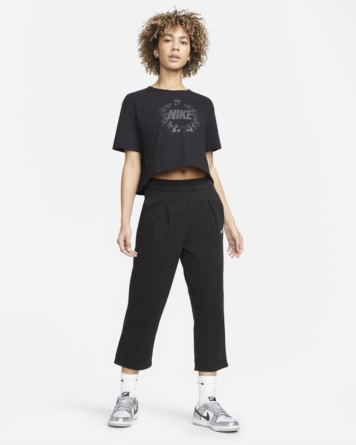 Nike Sportswear Cropped Printed Ženske Majice Crne | HR-46897EUYG