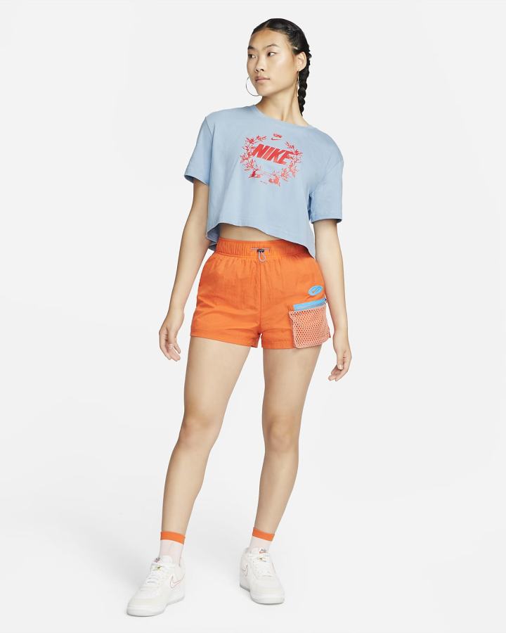 Nike Sportswear Cropped Printed Ženske Majice Plave | HR-91872LDRT