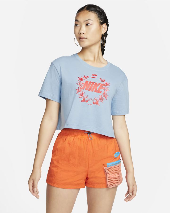 Nike Sportswear Cropped Printed Ženske Majice Plave | HR-91872LDRT