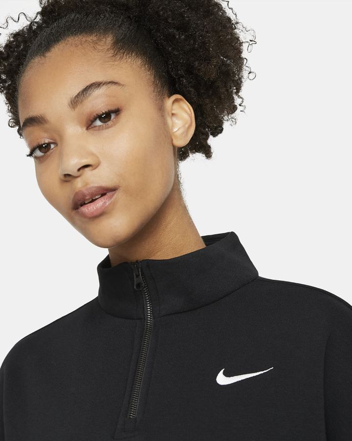 Nike Sportswear Essential 1/4-Zip Fleece Ženske Pulover Crne Bijele | HR-52149PSYM