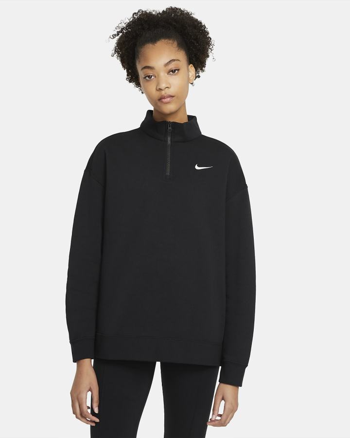 Nike Sportswear Essential 1/4-Zip Fleece Ženske Pulover Crne Bijele | HR-52149PSYM