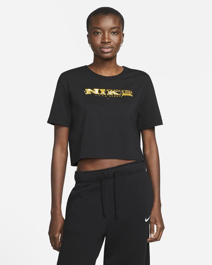 Nike Sportswear Essential Cropped Ženske Majice Crne | HR-83274BOQR