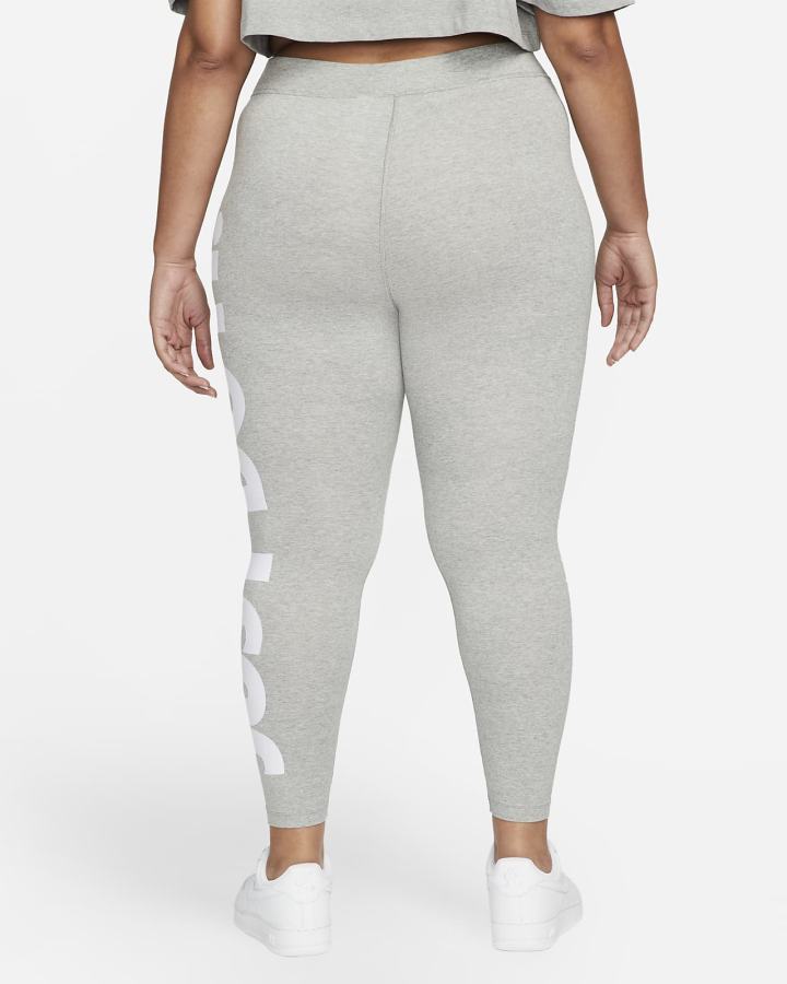 Nike Sportswear Essential High-Waisted Graficke (Plus Size) Ženske Tajice Tamno Sive Bijele | HR-12538MNOJ