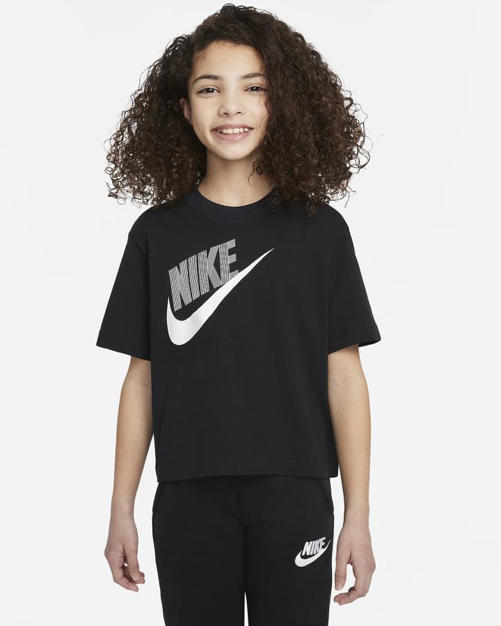 Nike Sportswear Essential Kids Boxy Dance Za Djevojčice Majice Crne | HR-13489ZKCR