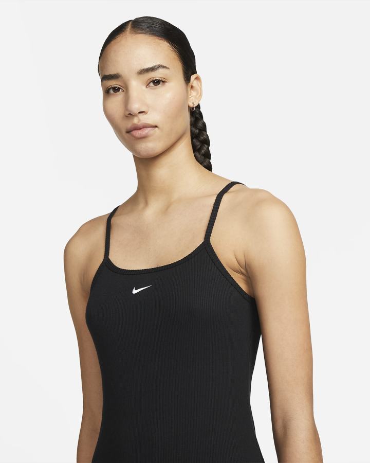 Nike Sportswear Essential Rebrasti (Plus Size) Ženske Haljine Crne Bijele | HR-48351IXYV