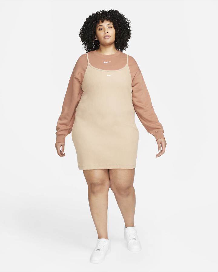 Nike Sportswear Essential Rebrasti (Plus Size) Ženske Haljine Bijele | HR-51086XEVJ