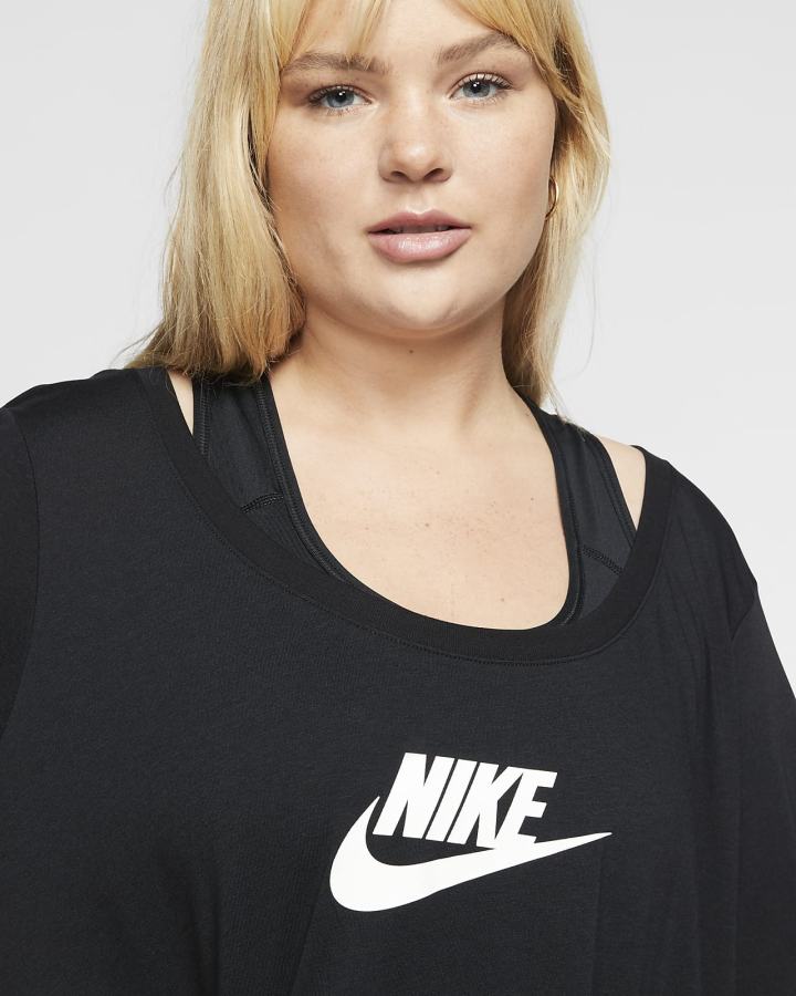 Nike Sportswear Essential Tunic (Plus Size) Ženske Majice Crne Bijele | HR-21806PNKV