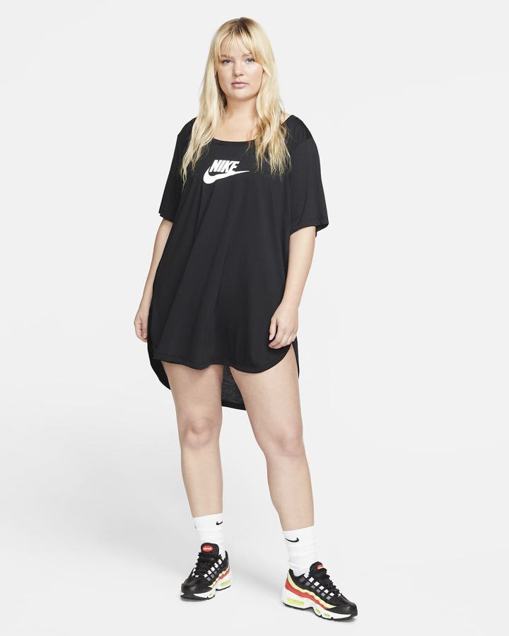 Nike Sportswear Essential Tunic (Plus Size) Ženske Majice Crne Bijele | HR-21806PNKV